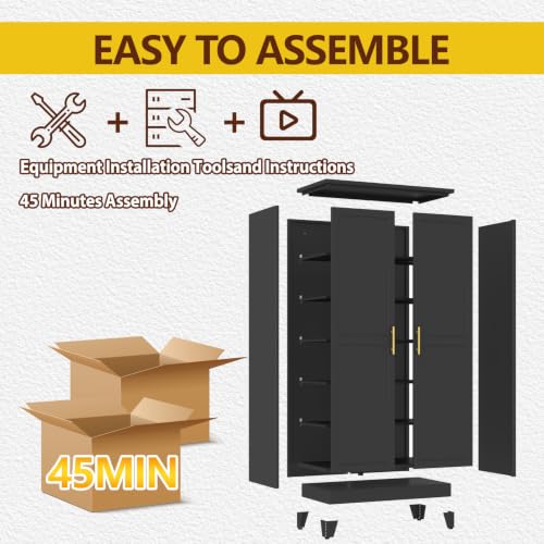 Metal 79“ Kitchen Pantry Cabinet