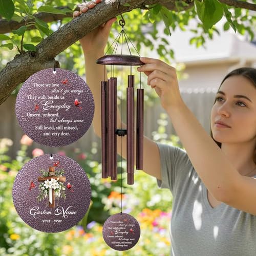 Customized Cardinal Cross Windchimes in Memory of a Loved One