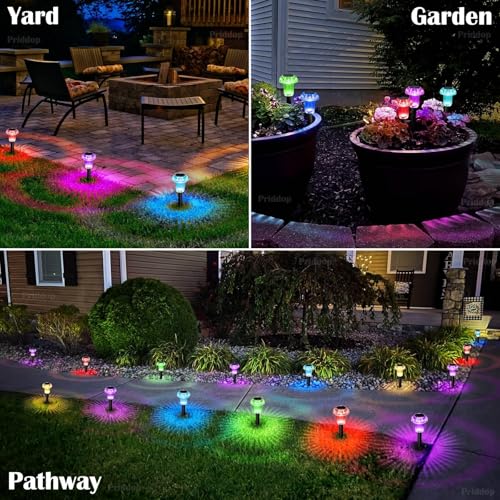 Solar Lights Outdoor Waterproof 8 Pack Garden Decor Color Changing (8 Count)