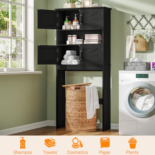 Over the Toilet Storage Cabinet with 4 Barn Doors