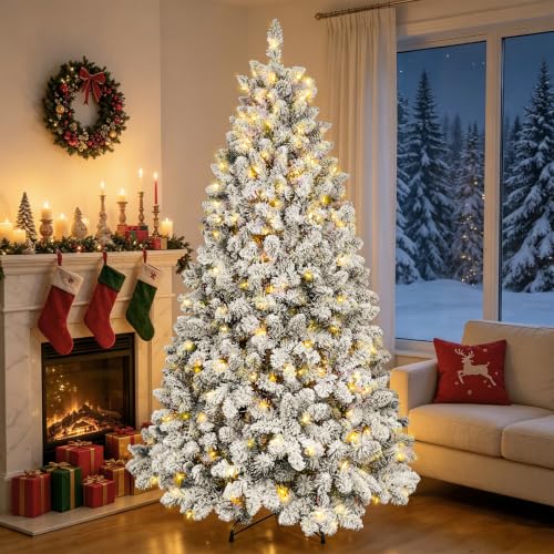 4.5 ft Prelit Flocked Christmas Tree