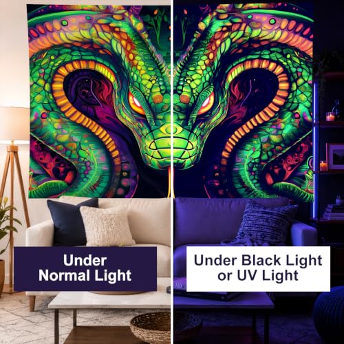 Blacklight Tapestry Snake Serpent Room Wall Art 78 x 59 Inch