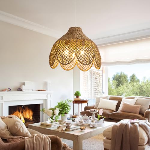 18" Rattan Pendant Light