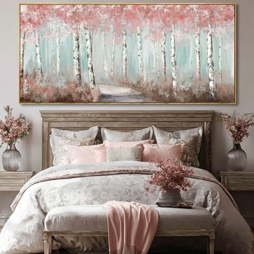 Large Pink Birch Tree forest Wall Art