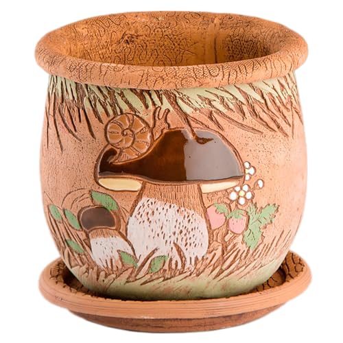 Ceramic Pot with Drainage Hole and Saucer