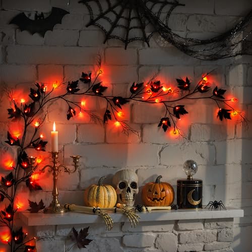Halloween Garland with Orange LED Lights