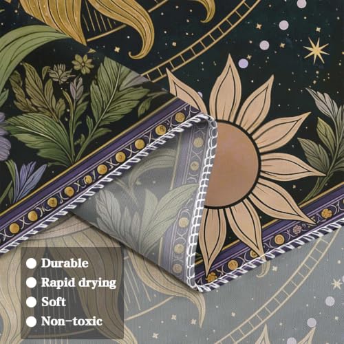 Boho Vintage Sun and Moon Hippie Purple Floral Tapestry 80 x 60 Inch