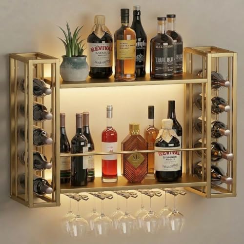 31.5" Wine Rack Wall Mounted with LED Lights