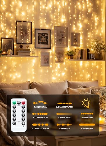 2 Pack 300 LED Fairy Curtain Lights