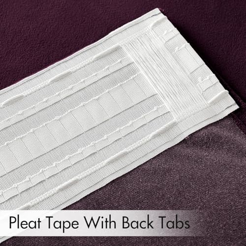 Dark Purple Velvet Pinch Pleat Blackout Curtains W52 X L84 Inches (2 Count)
