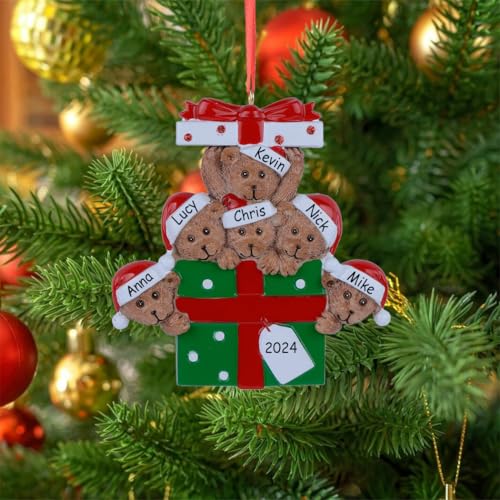 Personalized Bear Family of 6 Christmas Ornament 2026