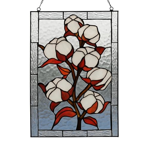 Stained Glass Window Hanging 16" H x 11" W Tiffany Style Rectangular Window Panel Suitable for Living Room Bedroom Kitchen Window Decoration Hangings with Chain