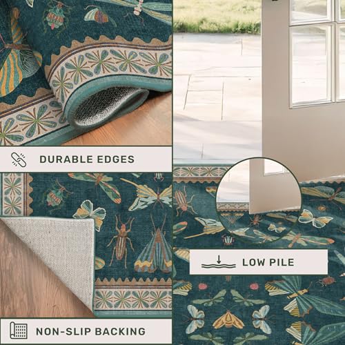 Brown and Green Kitchen Sink Runner Rug 2x5 (10 Sq Ft)
