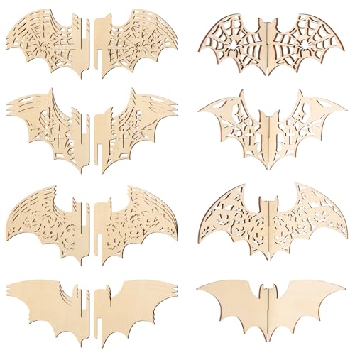 DIY 3D Halloween Bats Wood Crafts to Paint (24 Count)