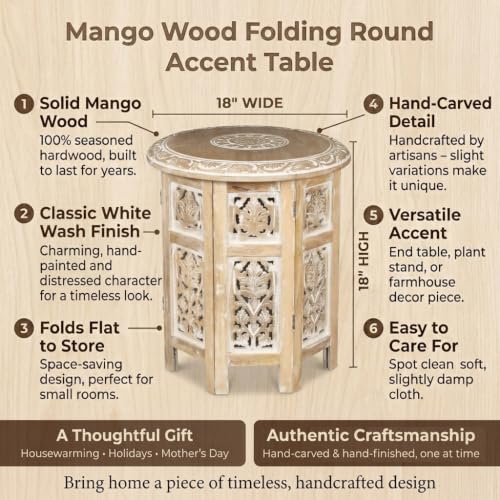 Lightnpro Rustic Octagonal Mango Wood Side Table
