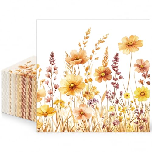 50 Pcs Fall Floral Napkins 6.5 x 6.5 inch (50 Count)