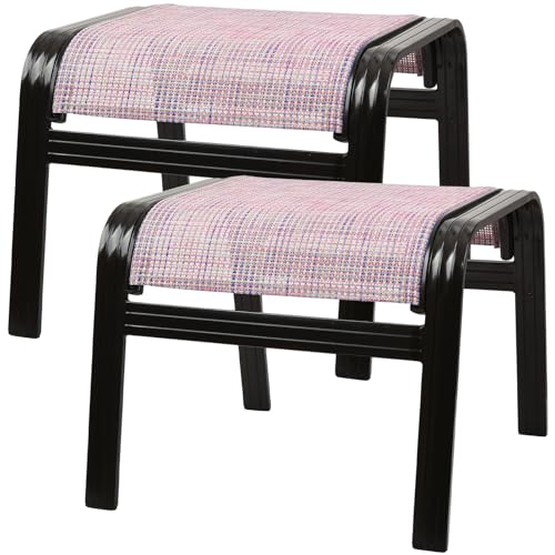 Assembled Patio Outdoor Ottoman Set of 2 Aluminum Outdoor Footstool Pink (2 Count)