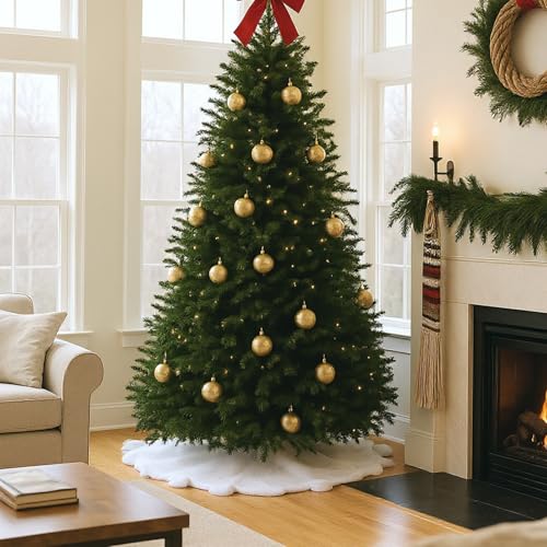 36 Inch Classic Faux Fur Christmas Tree Skirt White Plush