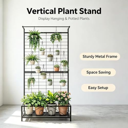 Metal Planter with Trellis Raised Bed with Trellis for Vine Climbing Plants Flowers