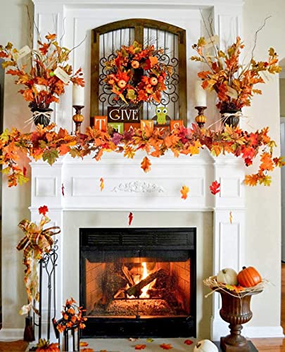 4 Pack Fall Maple Leaf Garland Artificial Maple Garland (17.7 Foot)