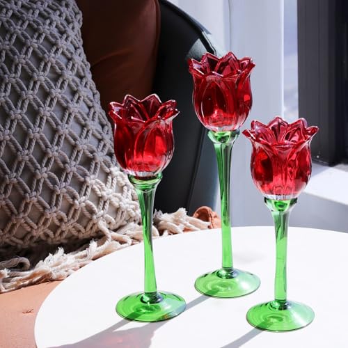 Red Tulips Tealight Candle Holder Set of 3 (3 Count)