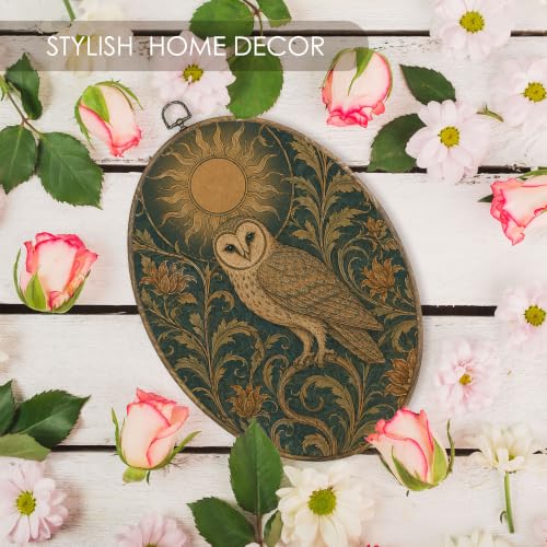 Vintage Art Nouveau Owl Bird Floral Oval Wall Art Decor 9x12