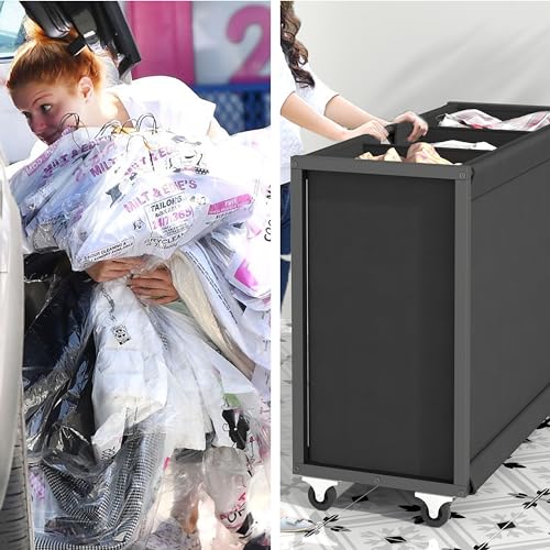 L Shaped Laundry Hamper Laundry Basket with 3 Section Pull