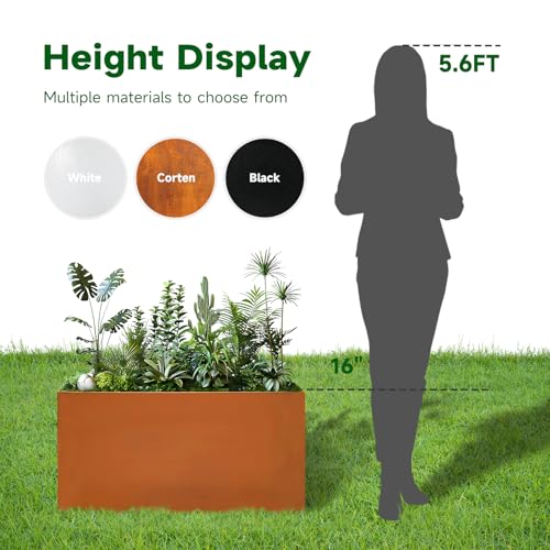 Corten Steel Planter Box 36" L x 12" W x 16" H Rectangular Outdoor Planter