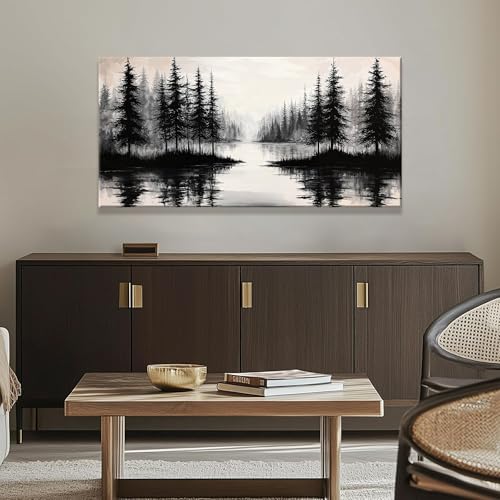 Black Wall Art For Living Room Canvas Art Wall Decor Print 24 X 48 In