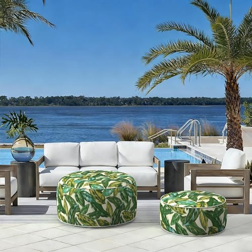 Indoor Outdoor Large Inflatable Ottoman Pouf D31 x H14 Inch