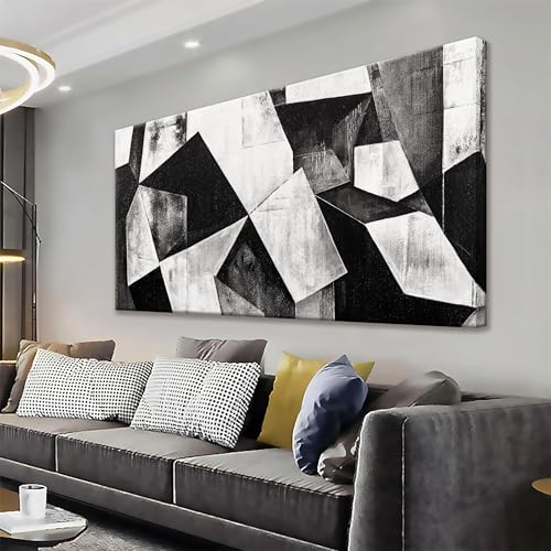 Black And White Wall Art Decor Canvas Art Wall Decor Minimalist Wall Art Geometric Color Block Canvas Artwork Paintings Wall Decor Modern Bedroom Art Office Home Decor Wall 20"X 40"