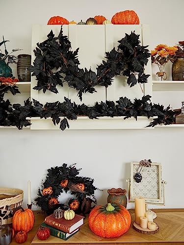Black Artificial Maple Leaf Garland