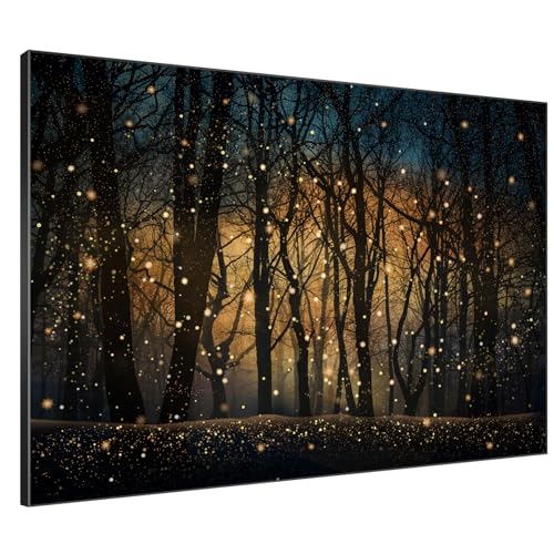 36"x46" Extra Large Framed Wall Art Magical Firefly Night Forest