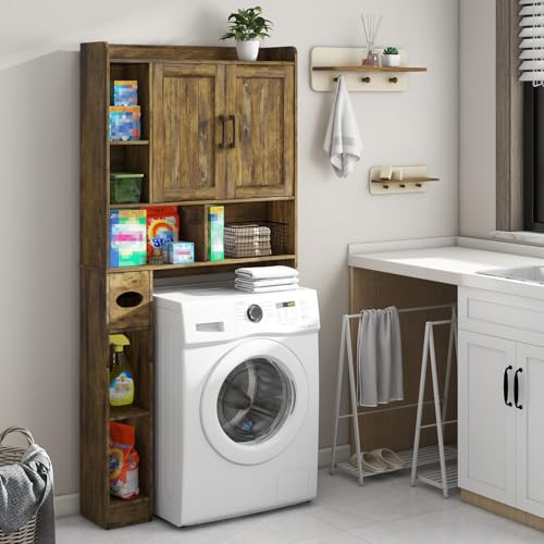 Farmhouse Over The Toilet Storage Cabinet with Barn Door