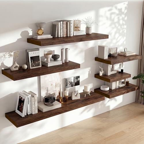 36 x 12 Deep Floating Shelves Wall Mounted Set of 1 Rustic Brown