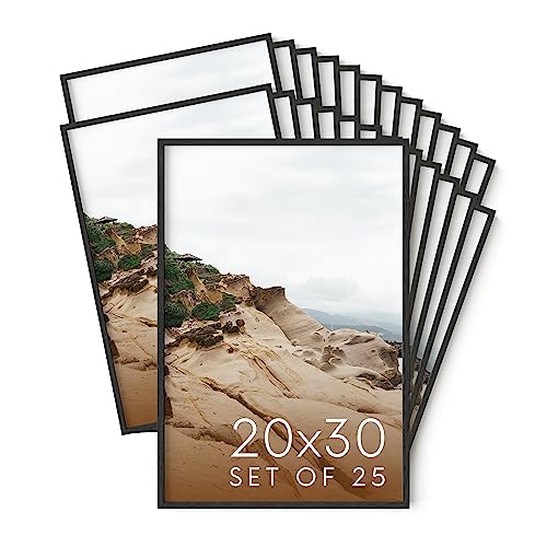 20x30 Black Oak Wood Picture Frames Set of 25