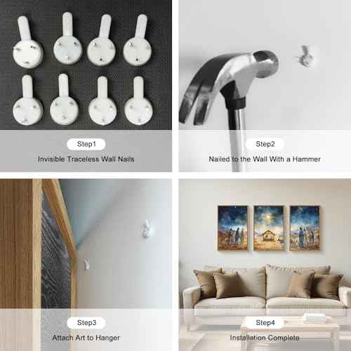 Large Bible Christian Religious Framed Canvas Wall Art Set