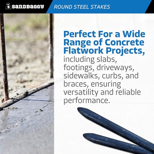 18 Inch Round Steel Concrete Form Stakes with Nail Holes (20 Count)