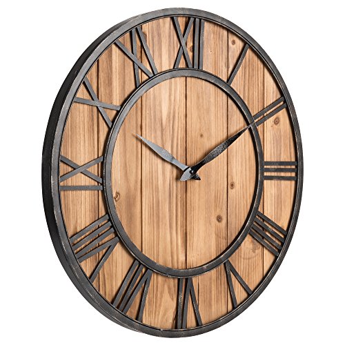 Oldtown Farmhouse Metal & Solid Wood Noiseless Wall Clock