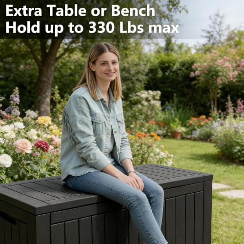 120 Gallon Outdoor Storage Box Waterproof Deck Box for Patio