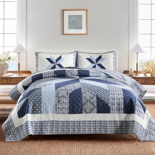 Handmade Quilted 100% Cotton Queen Comforter Set for Bed