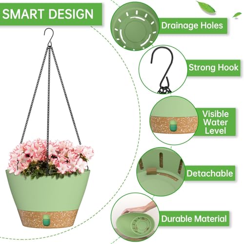 2 Pack 10 Inch Hanging Baskets for Plants Outdoor Indoor (72 Count)
