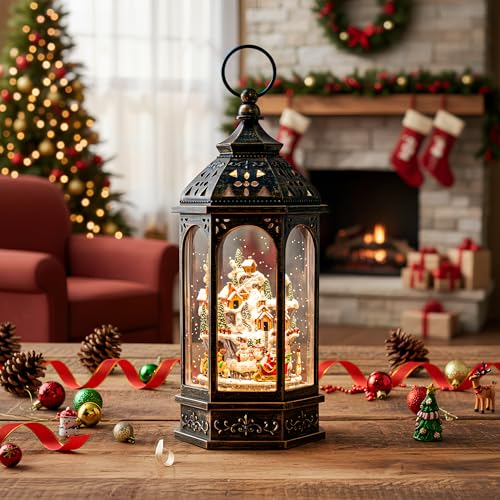 12.8'' Christmas Village Snow Globe Lantern