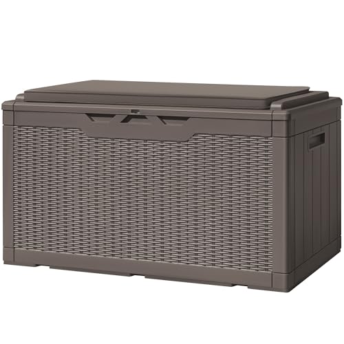 100 Gallon Resin Deck Box Large Outdoor Storage with Cushions for Patio Furniture