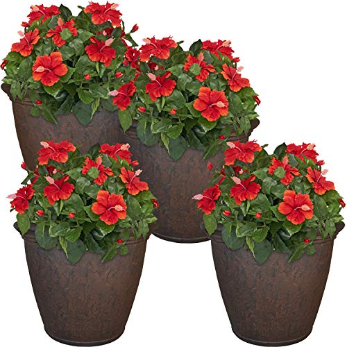 Sunnydaze Anjelica 24'' Large Plastic Planter Pot for Plants (4 Count)
