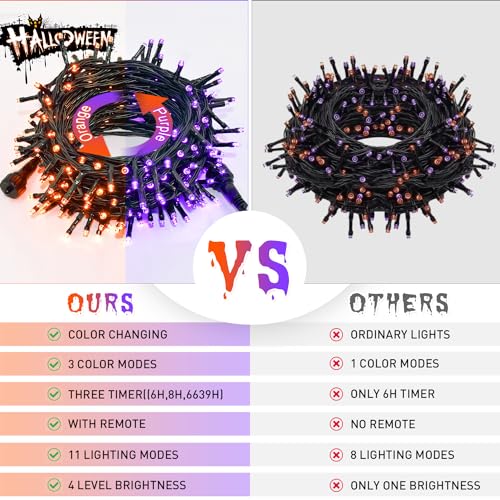 66ft 200 LED Orange and Purple Halloween Lights Plug in (66 Foot)