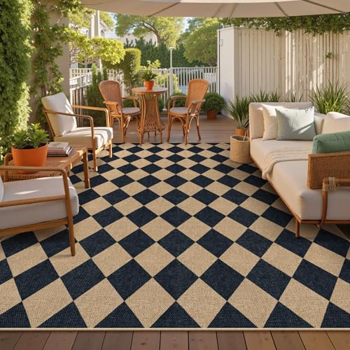 Checkered Easy Jute 9x12 Patio Rug (108 Sq Ft)