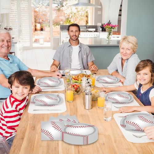 40 Pcs Baseball Party Dessert Plates and Napkins Sets (40 Count)