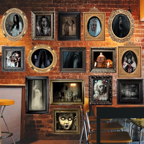 15 Halloween Gothic Mansion Haunted Horror Picture Frames (15 Count)