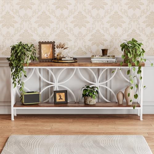 Sofa Table 70.9 Inch Industrial Behind Couch Table with Storage Shelves